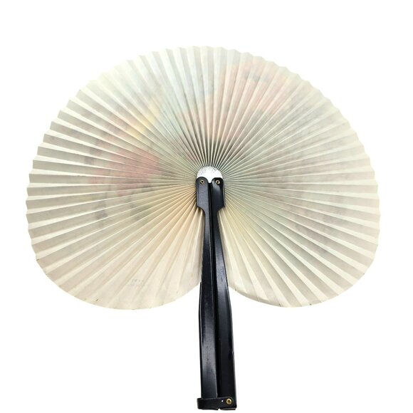 Vintage Asian Paper & Bamboo Hand Fans Set With Bird & Floral Designs je186 - Picture 10 of 12